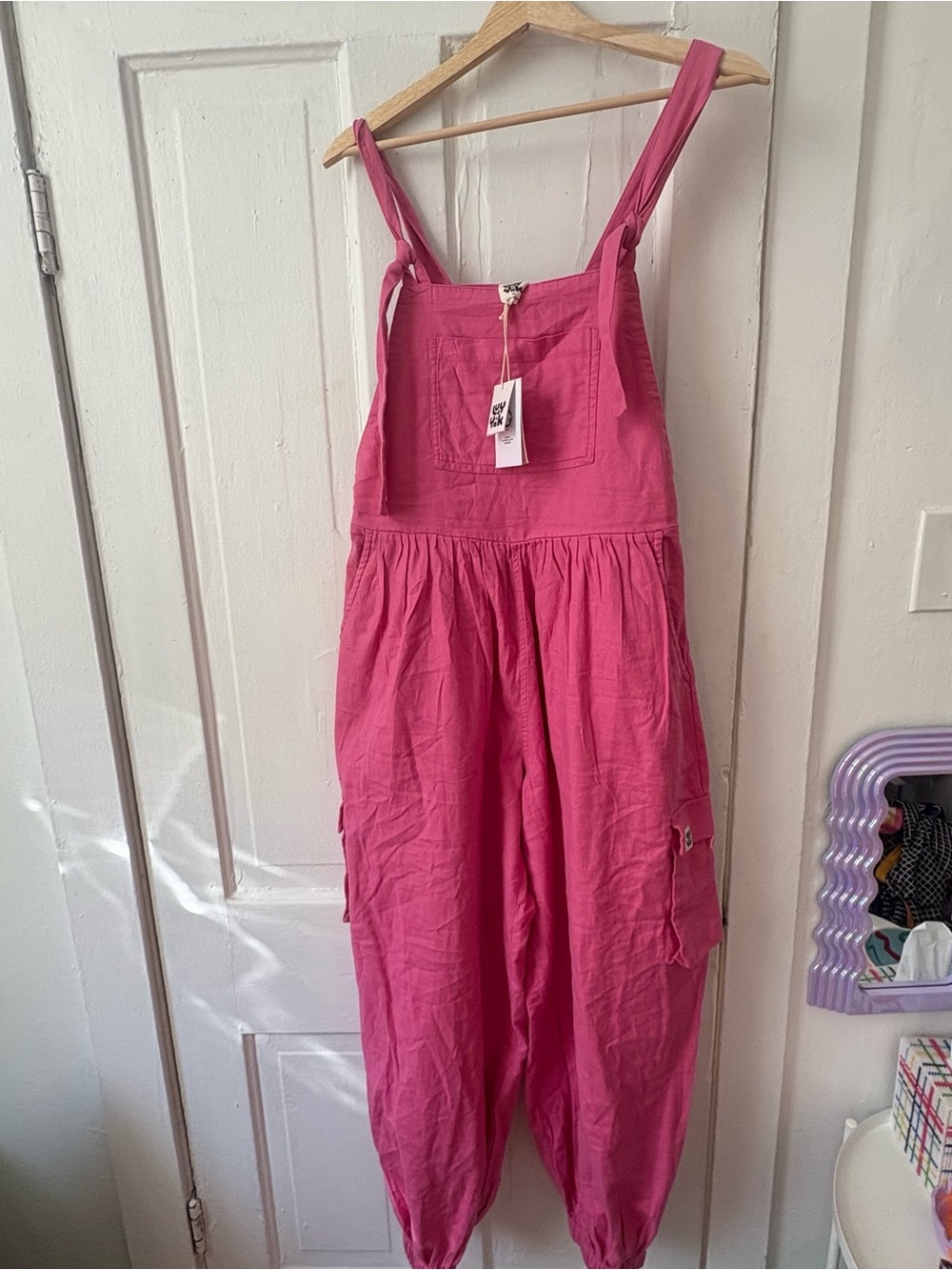 Lucy & Yak maya Balloon Bright Pink Dungaree Overalls